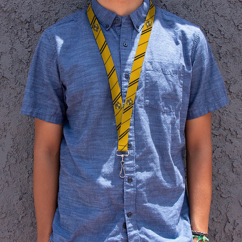 Buckle Down The Wizarding World of Harry Potter Lanyard  Hufflepuff Crest Stripe Yellow Black  Elastic - Image 2